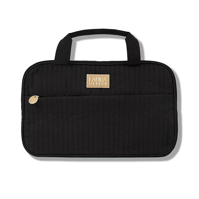 LAURA GELLER NEW YORK Quilted Folding Travel Makeup Bag, Black - Hanging Toiletry Bag Organizer f... | Amazon (US)