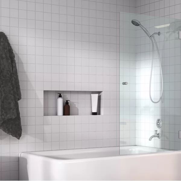 31.75" W x 58" H Hinged Frameless Shower Door | Wayfair North America