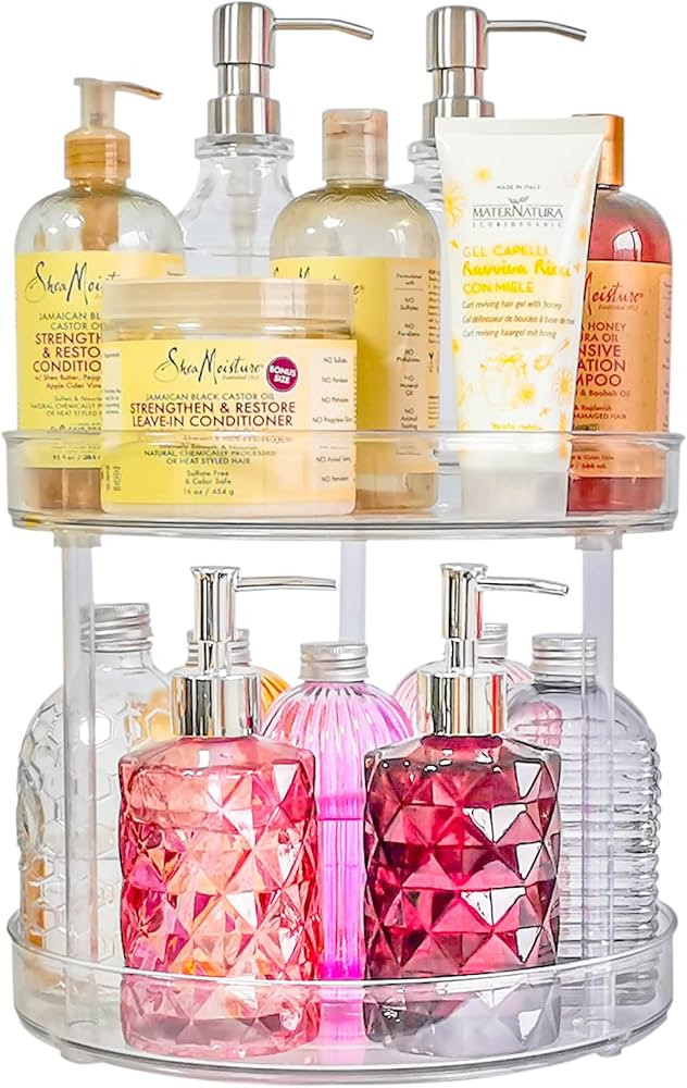 Roninkier 2-Tier Clear Lazy-Susan Turntable – 11-Inch Pantry Spice-Rack Cabinet-Organizer – P... | Amazon (US)