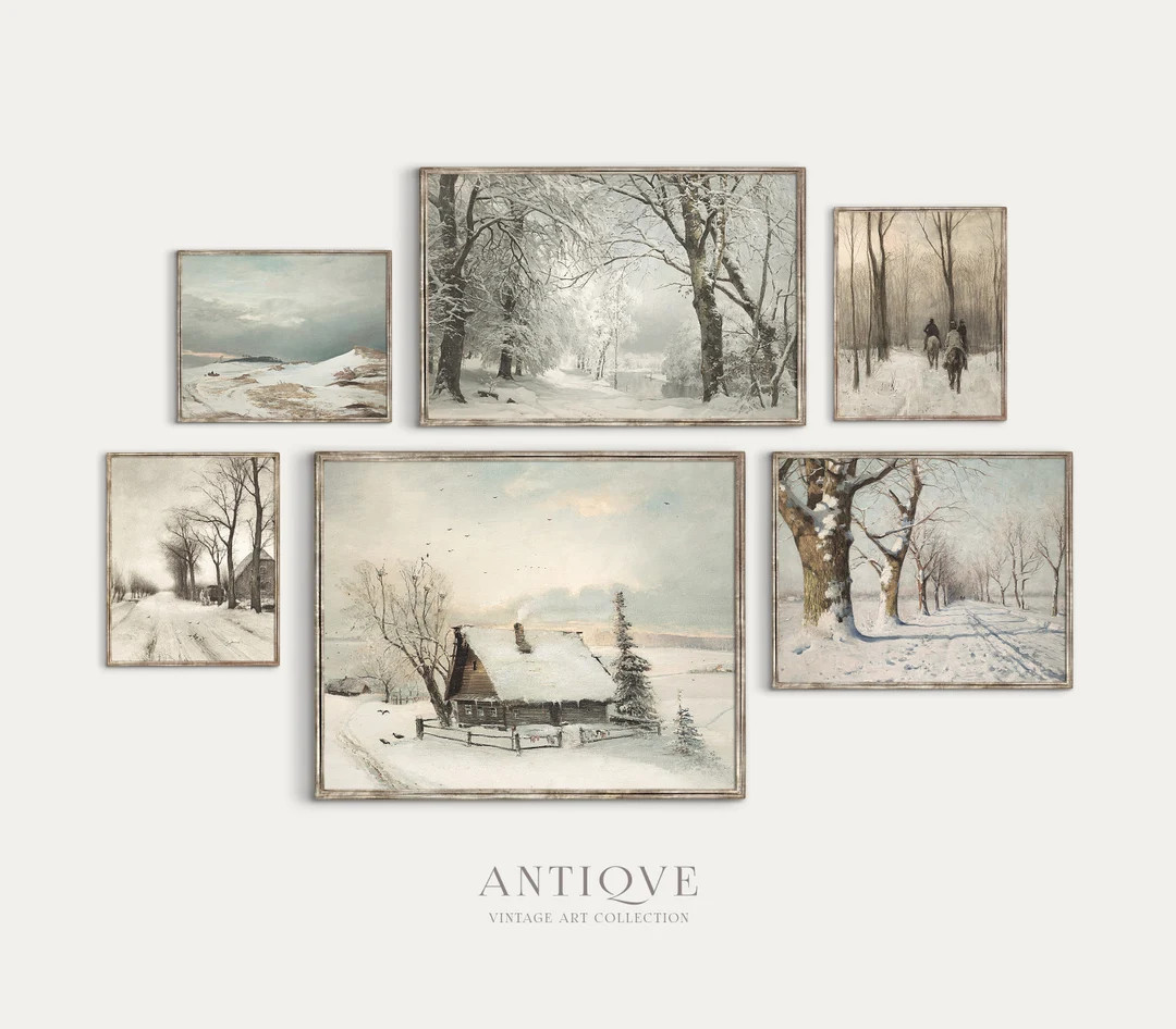 Vintage Winter Landscape Print Set | Artwork Gallery Wall | Printable Download | S04 | Etsy (CAD)