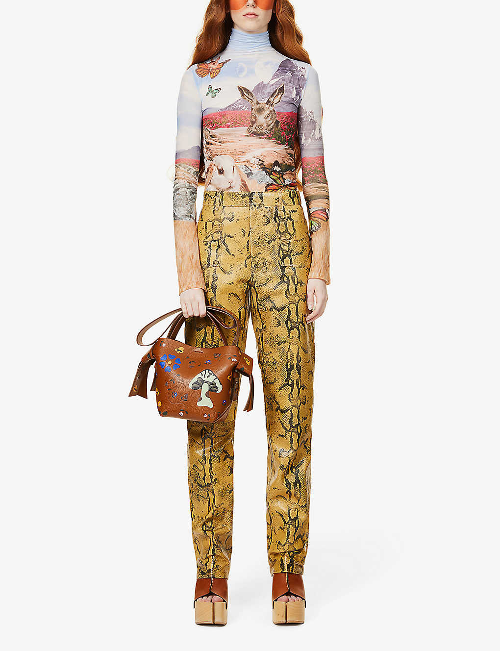 Denise graphic-print mesh top | Selfridges