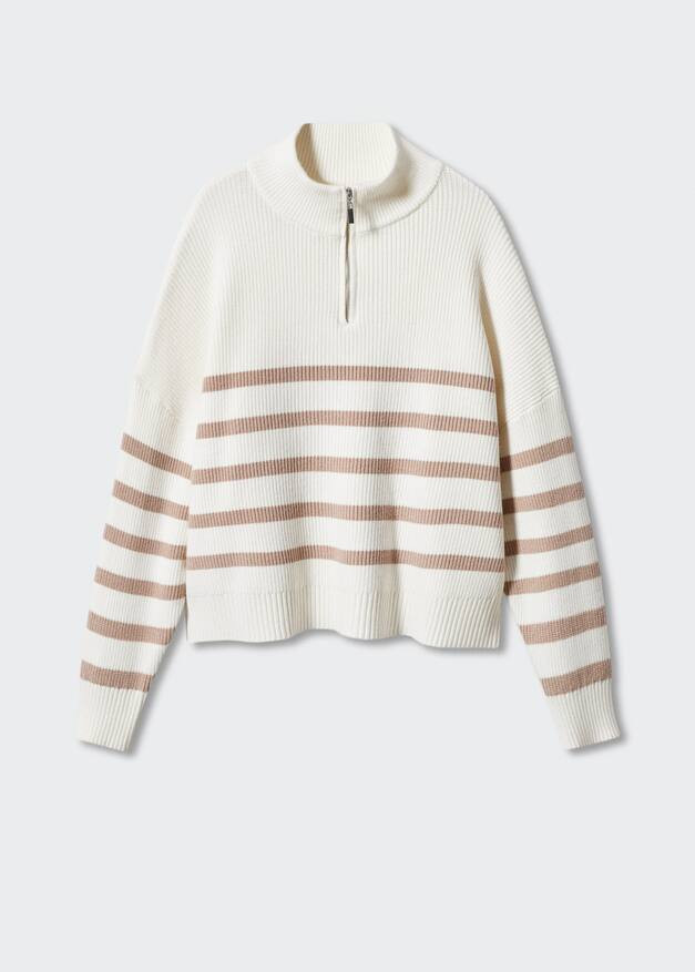 Striped sweater with zipper -  Women | Mango USA | MANGO (US)
