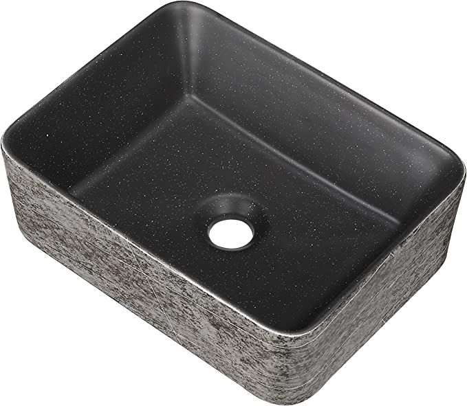 KGAR Ceramic Vessel Sink Rectangle Bathroom Sink Above Counter 16'' x 12'' Porcelain Sink Bowl , ... | Amazon (US)