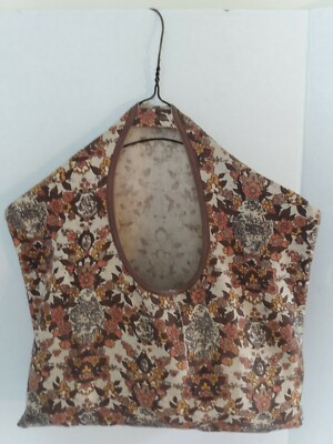 Vintage Cloth Clothes Pin Bag w/ 50+ Wooden Clothes Pins Brown Retro Design | eBay US