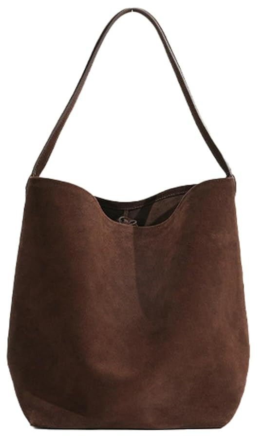 Large Genuine Leather Bucket Shoulder Bags for Women Soft Suede Tote Purse Handbags Ladies Commut... | Amazon (US)
