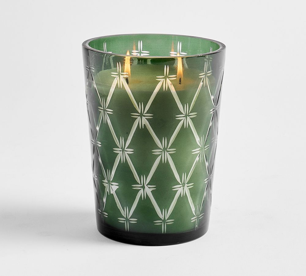 Star Cut Glass Candle: Green (Aspen Pine): Large | Pottery Barn (US)