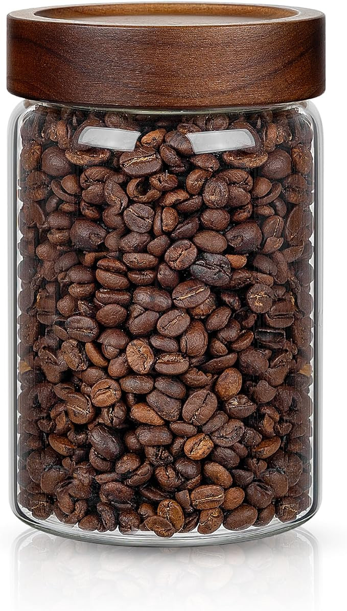 1PC Glass Storage Jars with Airtight Lids, 28 fl oz (850ml) coffee container with Wooden Lid, Gla... | Amazon (US)