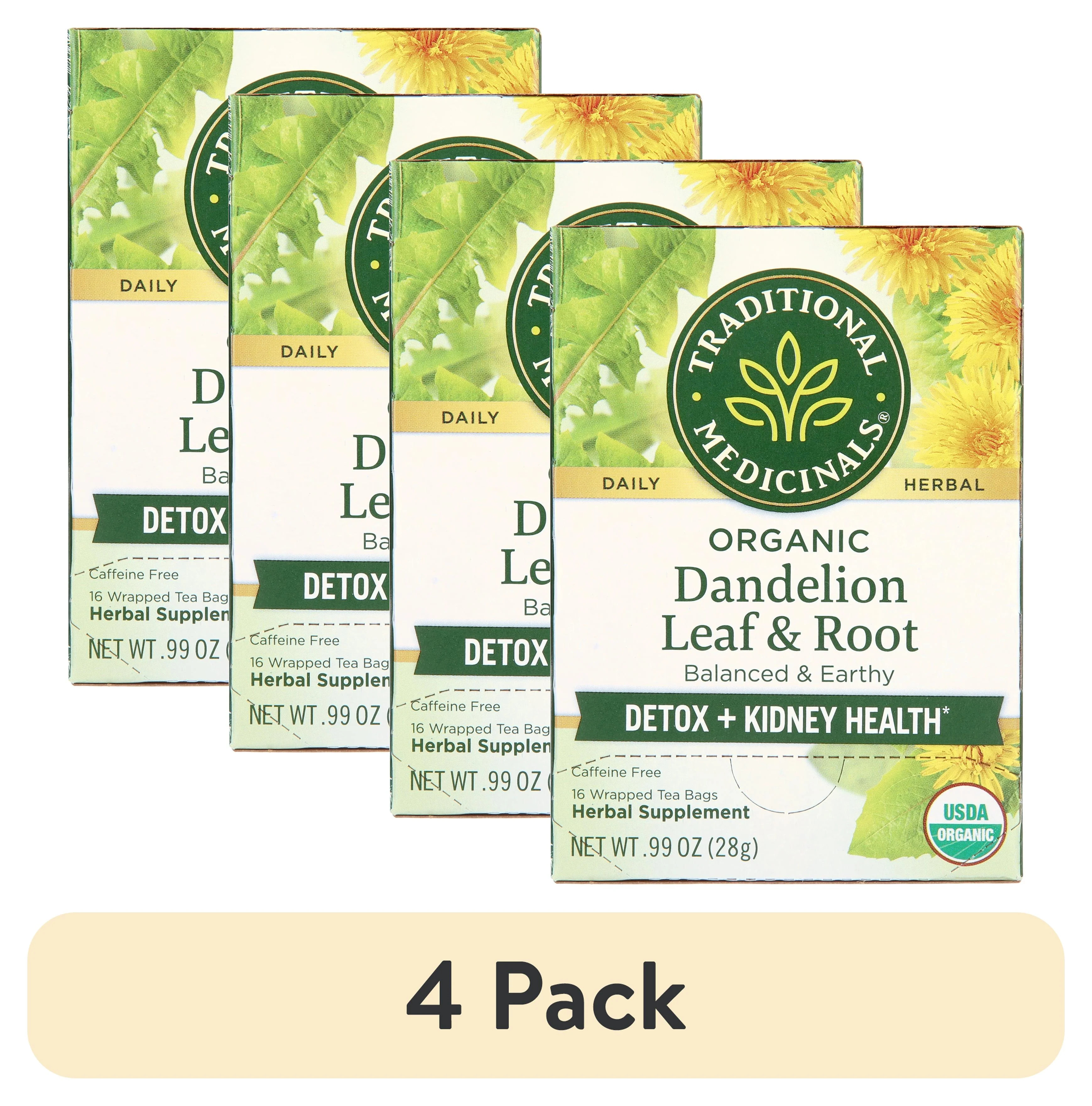(4 pack) Traditional Medicinals Organic Dandelion Leaf & Root Herbal Tea Bags, 16 Count, 0.99 Oz | Walmart (US)