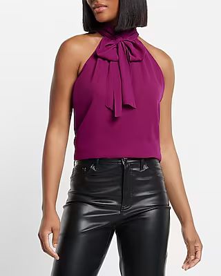 Tie Neck Halter Sleeveless Top | Express