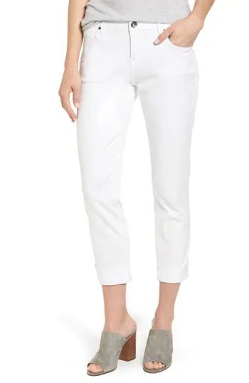 Women's Jag Jeans Carter Knit Denim Girlfriend Jeans, Size 0 - White | Nordstrom
