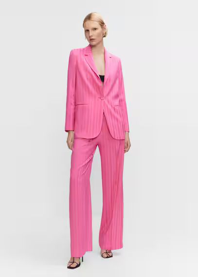 Striped suit blazer fuchsia - Woman - XXL - MANGO | MANGO (UK)
