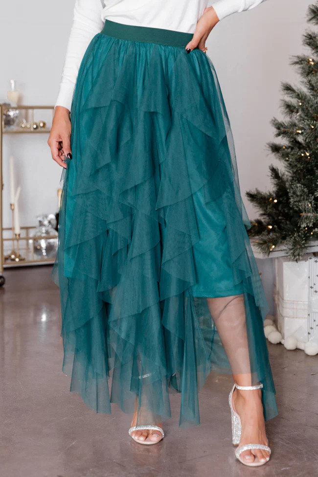 Magical Feeling Evergreen Tulle Maxi Skirt | Pink Lily