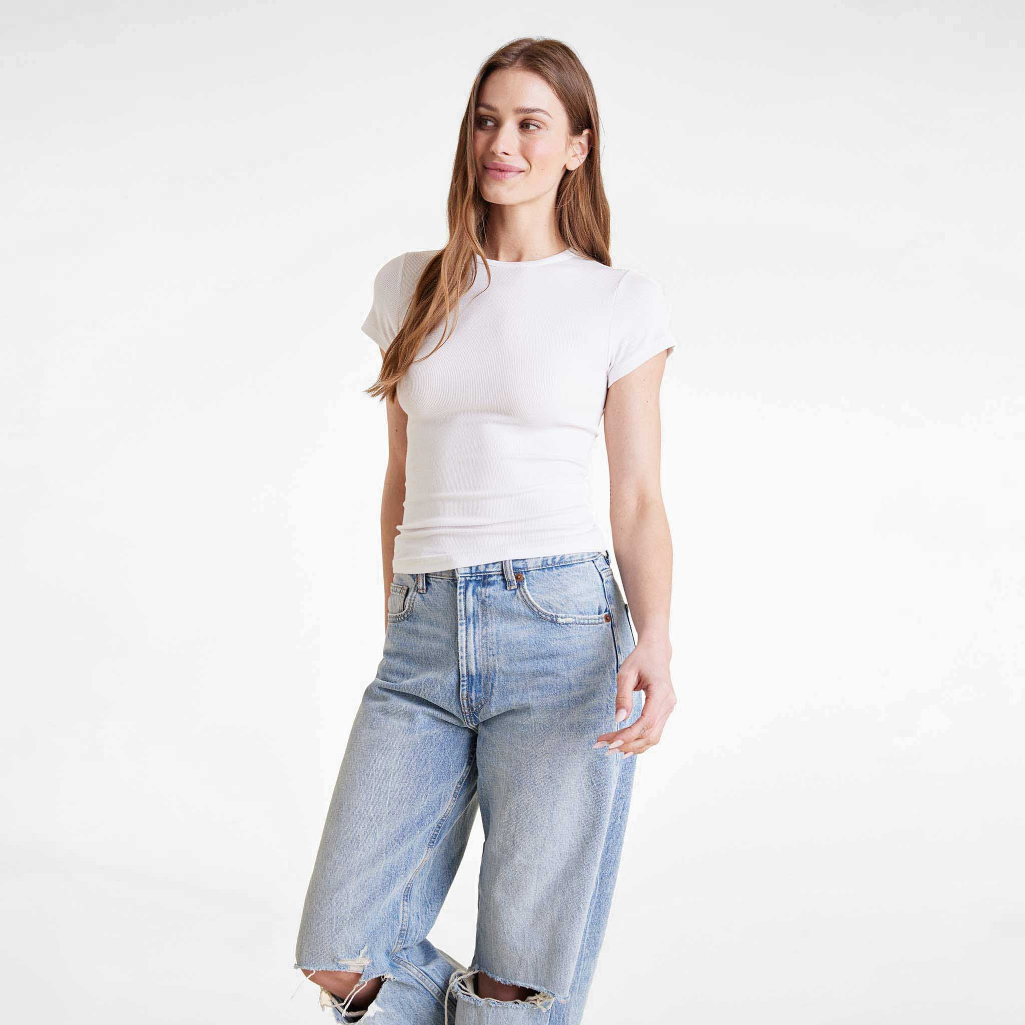 Slinky Rib Tee | Black | Nuuds US