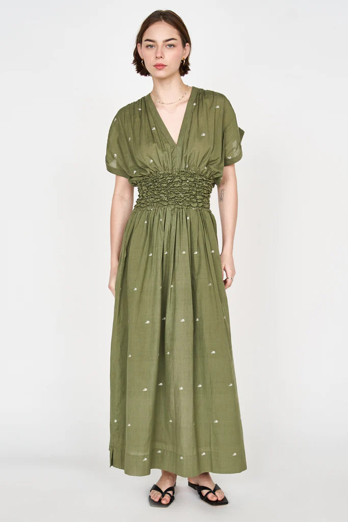 granada in olive jamdani - MIRTH | MIRTH