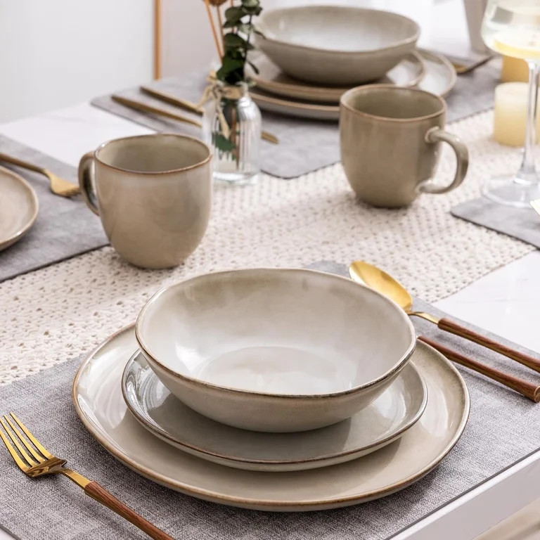 AmorArc Ceramic Dinnerware Sets,Handmade Reactive Glaze Stoneware Plates and Bowls Sets,Highly Ch... | Walmart (US)