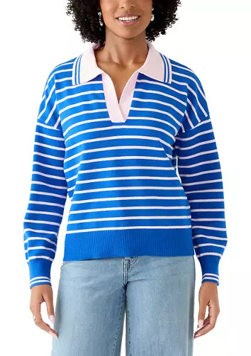 Women's Striped Polo Sweater | Belk