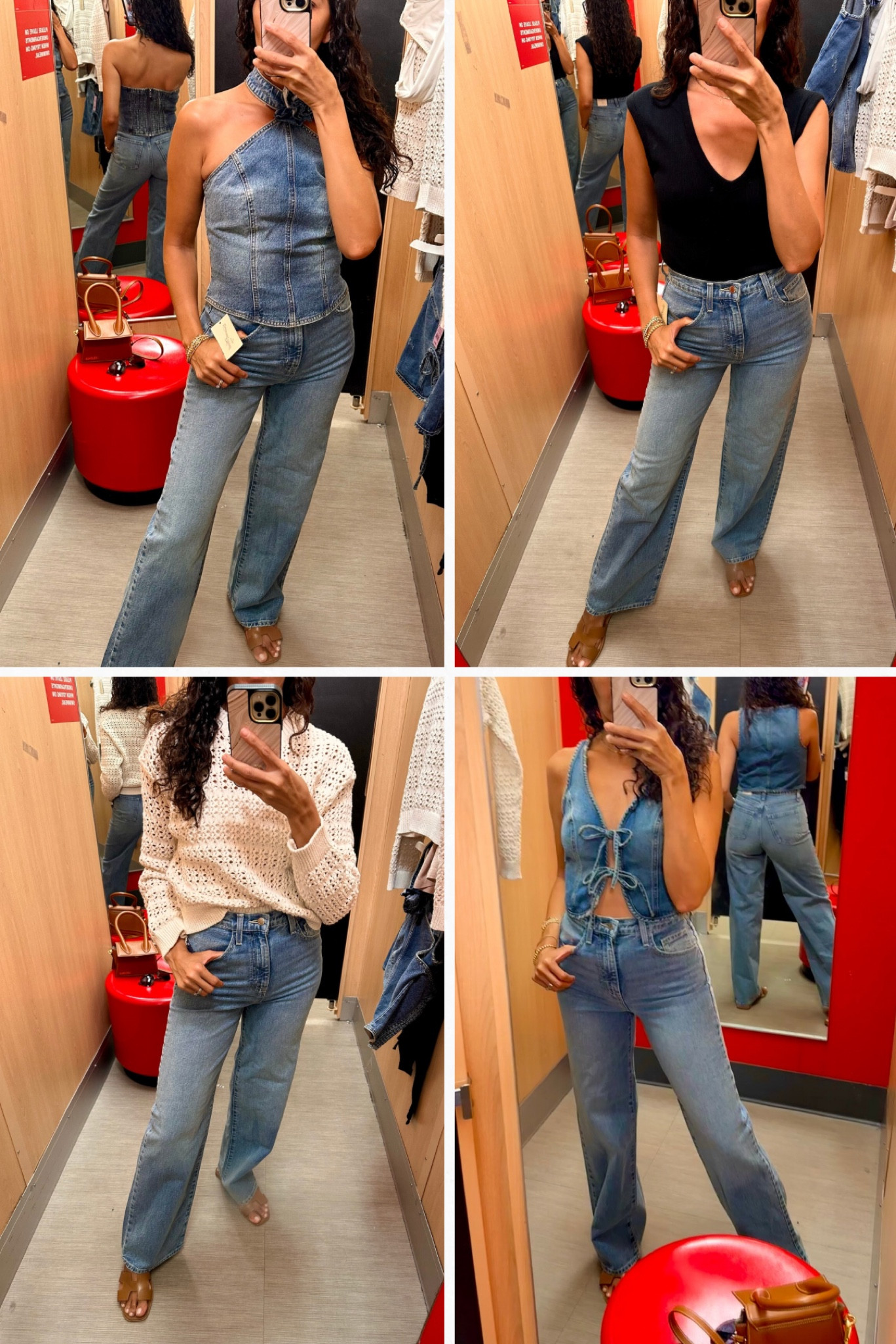 🎯Target viral jeans! Wearing a size 0. In the jeans, size s in the denim tops and bodysuits. And size M in cropped  sweater. 

 I am 5’7” | 126 pounds 


#LTKU #LTKSeasonal #LTKFindsUnder50