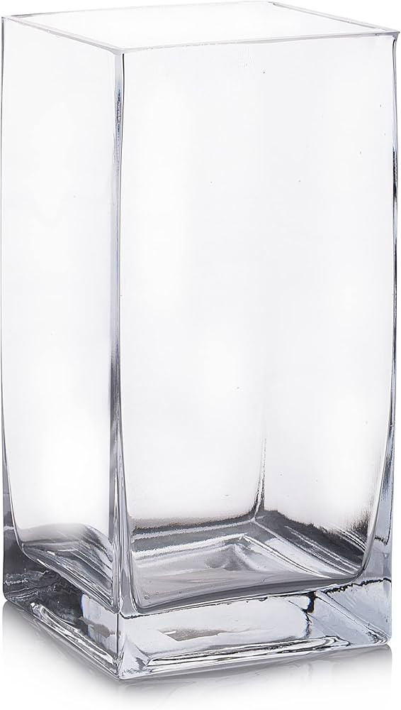 Enova Floral Square Glass Vase, 6x4x4 Inch Clear Glass Flowers Vase, Floral Arrangement Vase, Can... | Amazon (US)
