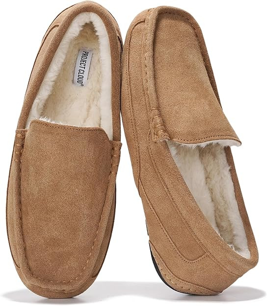 Project Cloud Mens Slippers 100% Genuine Leather with Memory Foam Insole Mens Shoes - Non-Slip an... | Amazon (US)