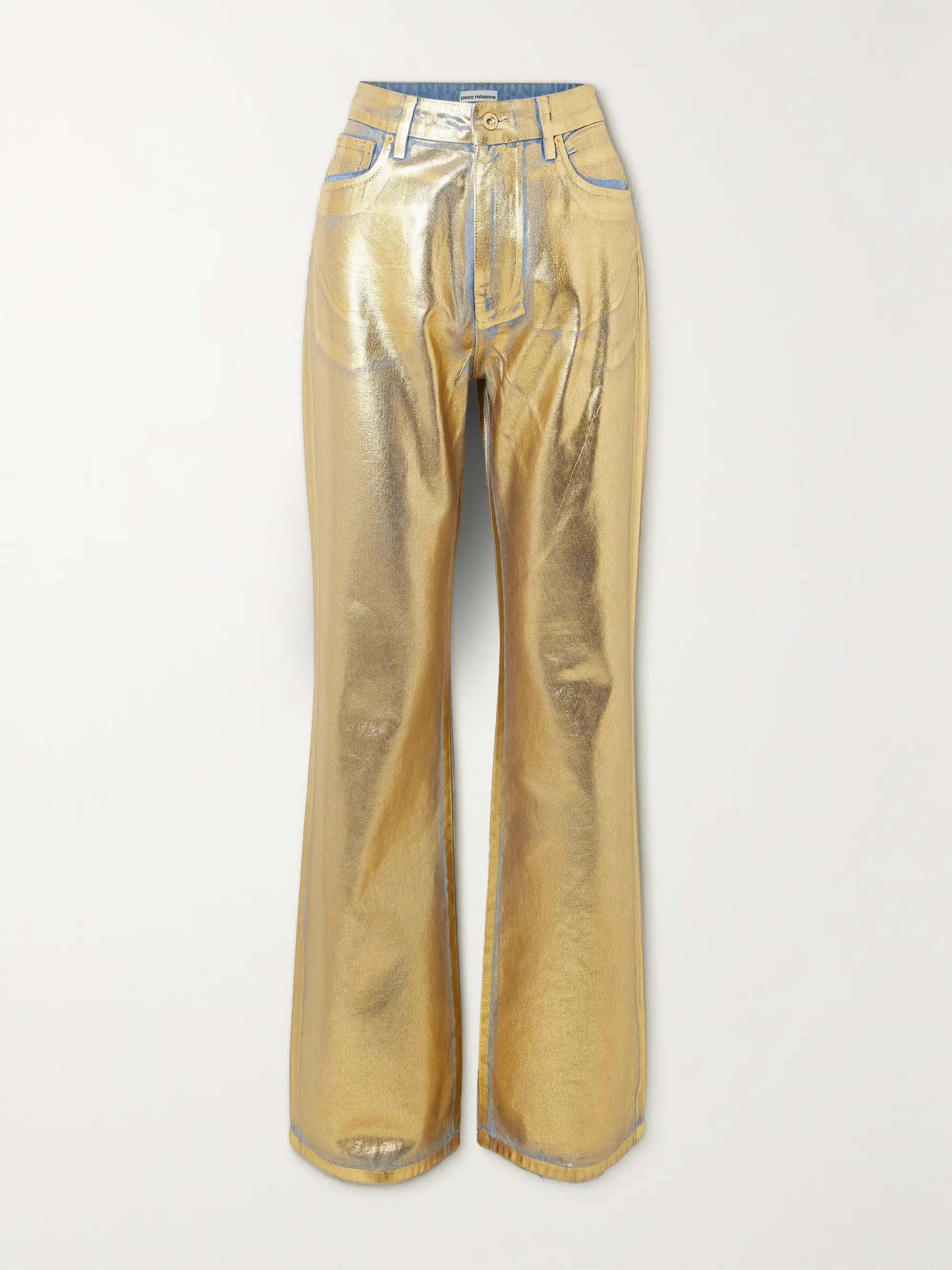 Metallic coated high-rise jeans | NET-A-PORTER (US)