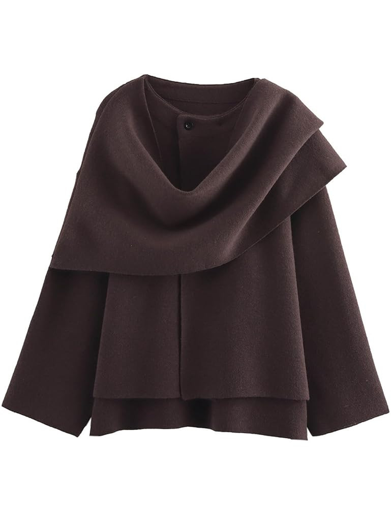 Kissonic Women's Oversized Scarf Jacket Shawl Wraps Knit Long Sleeve Button Winter Peacoat | Amazon (US)