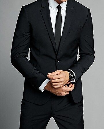 extra slim black performance stretch wool-blend suit jacket | Express