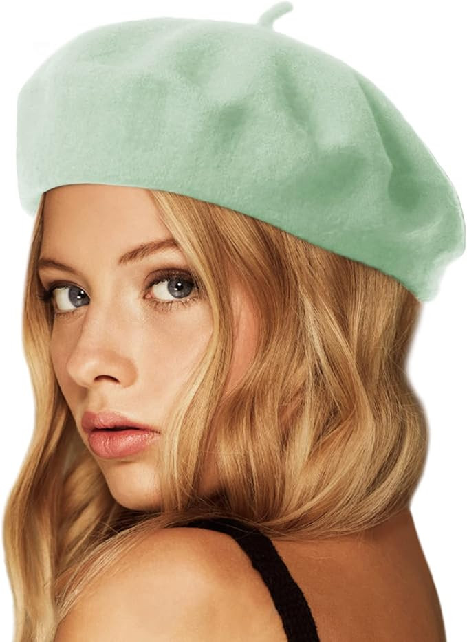 Wheebo Wool Beret Hat,Solid Color French Style Winter Warm Cap for Women Girls Lady | Amazon (US)