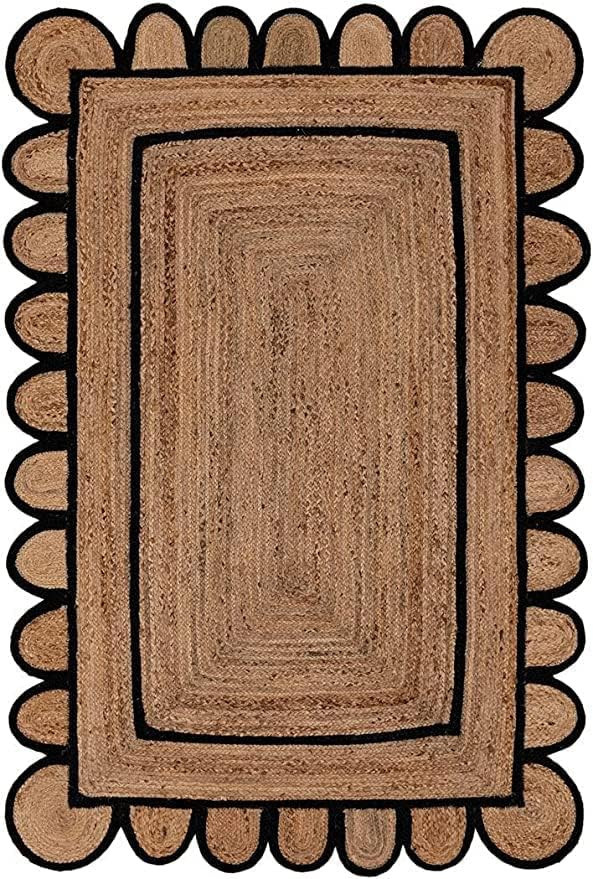 SVI Rug Scallop Pattern Jute Bohemian Area Rug (Black, 2'x3') | Amazon (US)