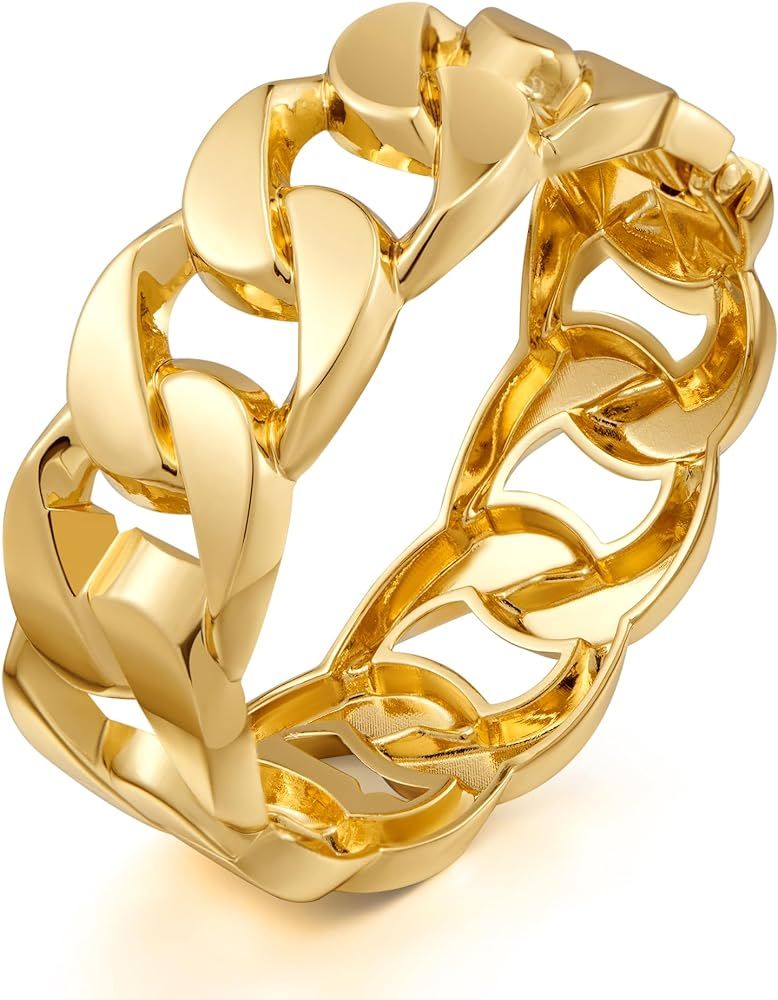 FILMOON Gold Bangle Bracelets for Women Chain Hinge Cuff Bangles Fashion Chunky Bracelet for Teen... | Amazon (US)