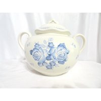Vintage Floral Blue Transferware Crock, Lidded Home Decor | Etsy (US)