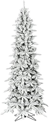 Fraser Hill Farm Slim Flocked Christmas Tree, 7.5 Feet Tall | Artificial Mountain Pine Holiday Tr... | Amazon (US)