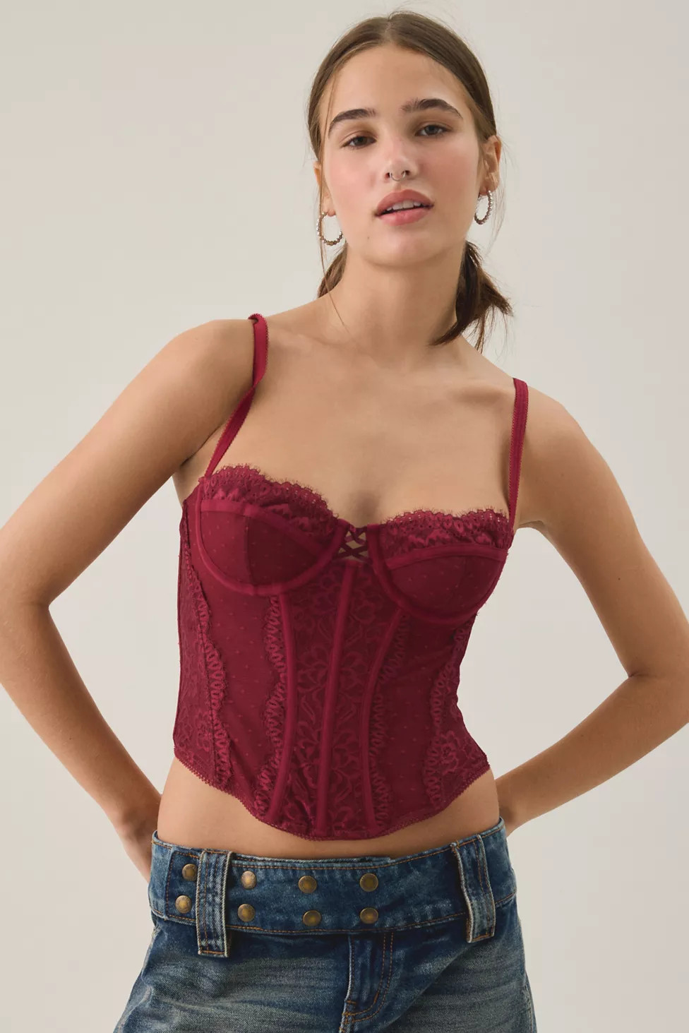 Out From Under Modern Romance Lace Trim Corset | Urban Outfitters (US and RoW)