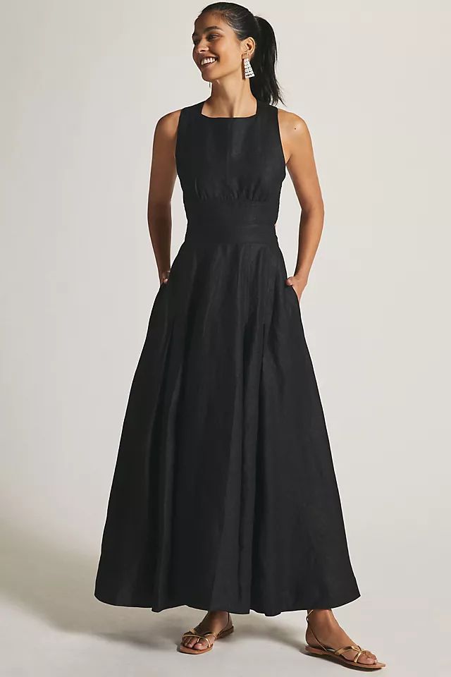 Aureta Studio Boatneck Linen Maxi Dress | Anthropologie (US)