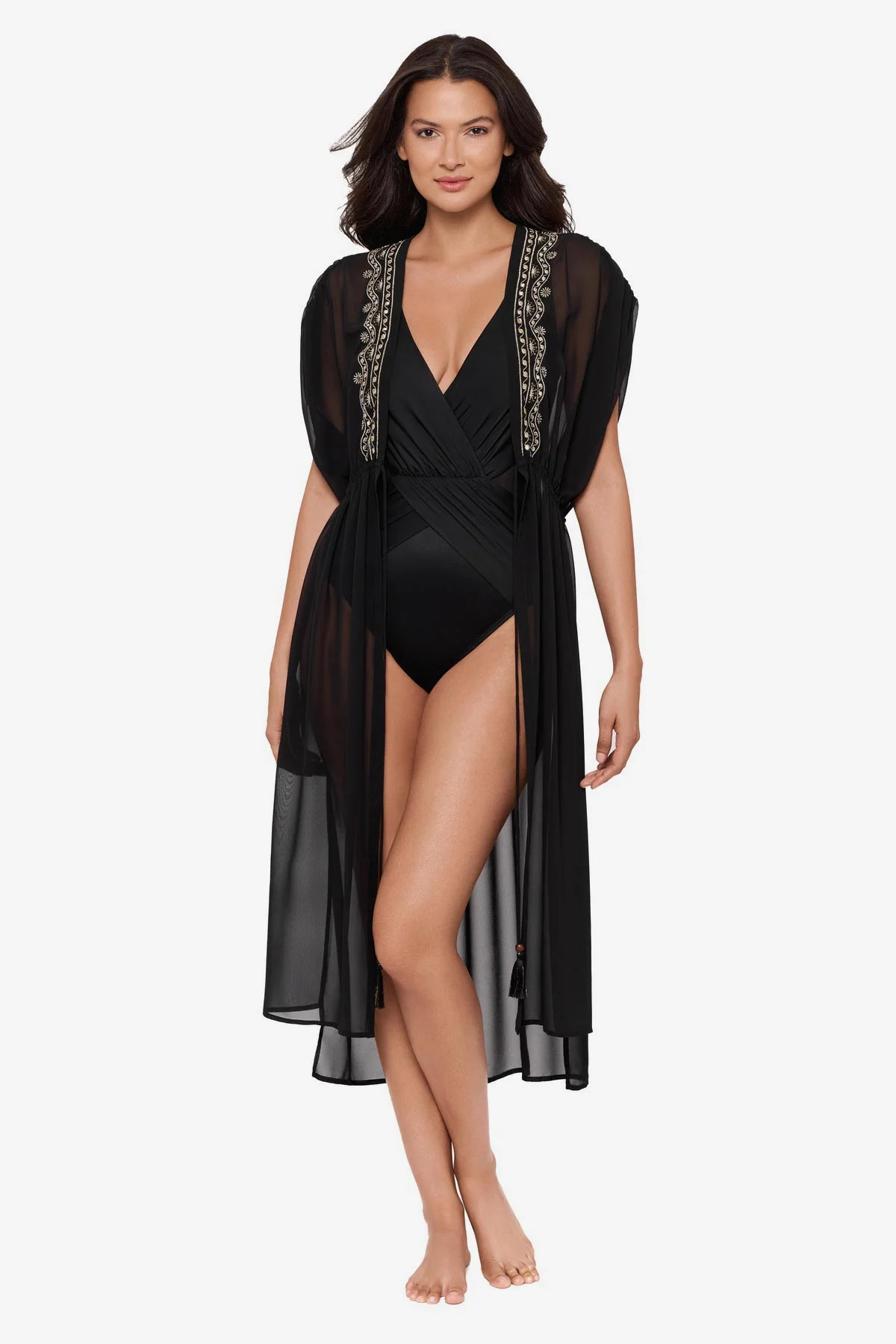 Beach Etc Beaded Long Kimono Cover Up | MiracleSuit
