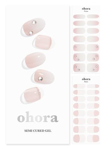 ohora Semi Cured Gel Nail Strips (N Wedding Twinkle) - Extended Size Range, Works with Any Nail Lamps, Salon-Quality, Long Lasting, Easy to Apply&Remove - Includes 2Prep Pads, Nail File&Wooden Stick | Amazon (US)