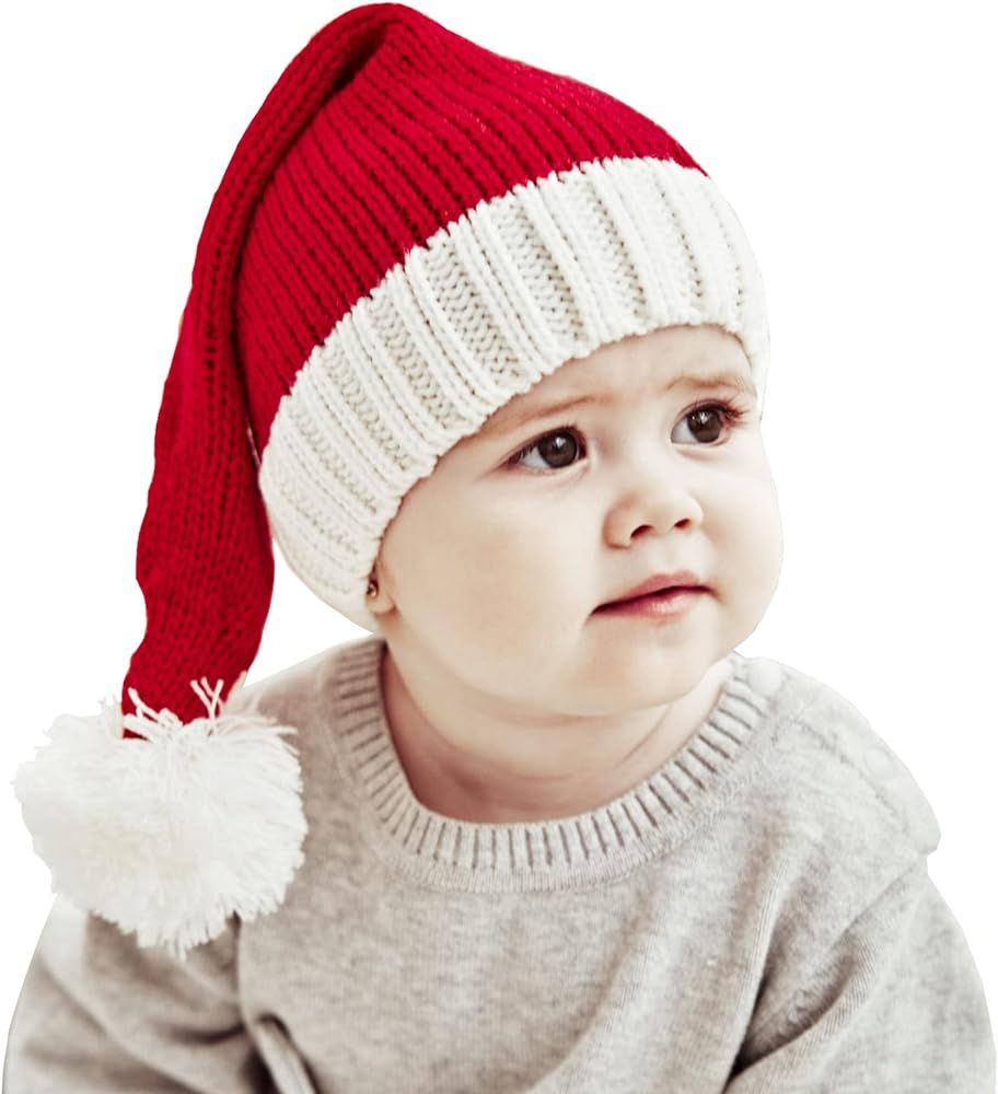 Christmas Hat for Kids, Santa Hat Winter Hat for Baby Slouchy Beanie Windproof Warm Knit Christma... | Amazon (US)