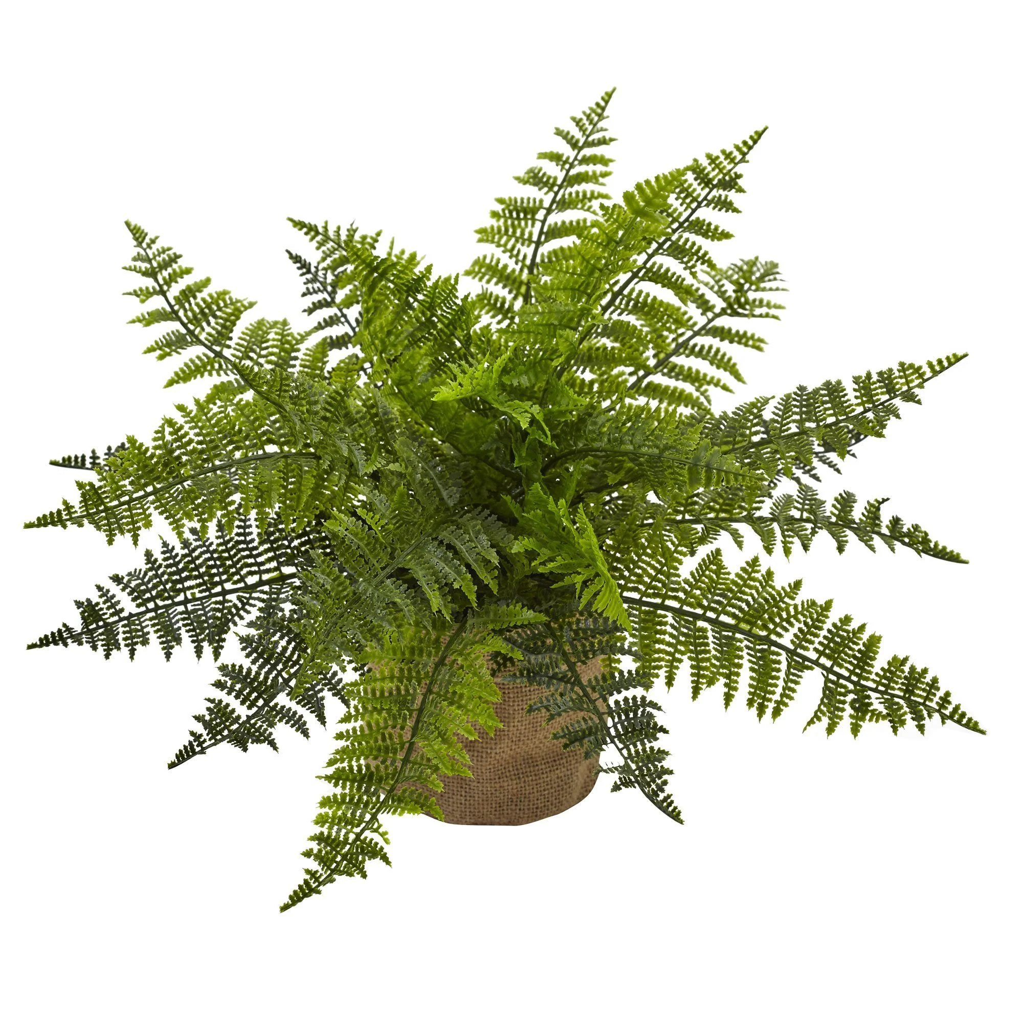 15” Ruffle Fern Bush w/Burlap Base (Set of 2) | Nearly Natural | Nearly Natural