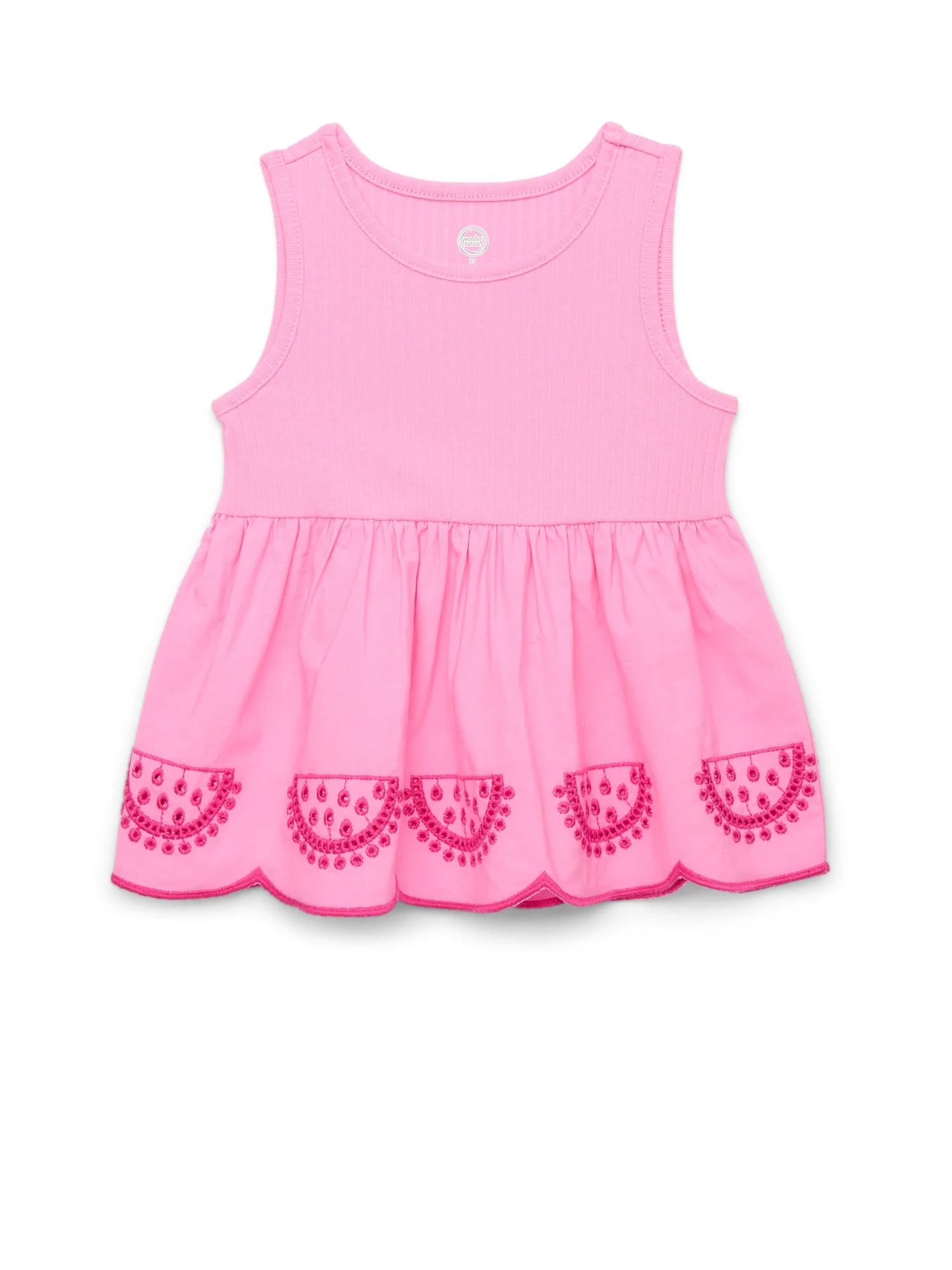 Wonder Nation Toddler Girls Cotton Eyelet Peplum Tank Top, Sizes 12M-5T | Walmart (US)