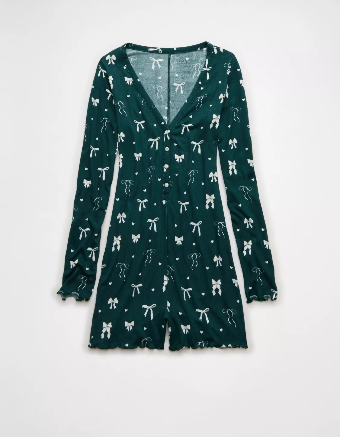 AE Luxe Plush Long Sleeve Romper | American Eagle Outfitters (US & CA)