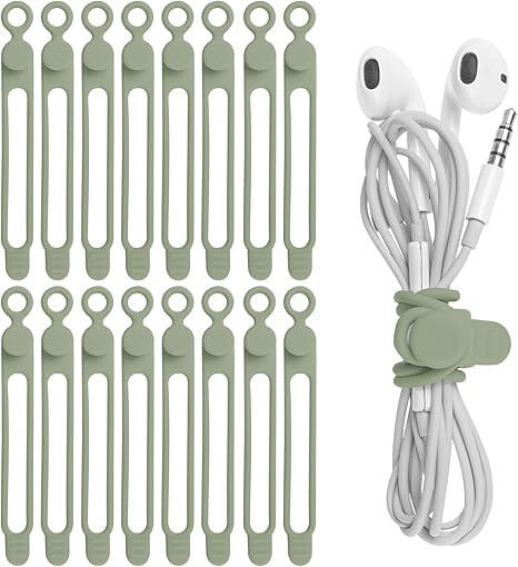 Nearockle 16Pcs Silicone Cable Straps Wire Organizer for Earphone, Phone Charger, Mouse, Audio, C... | Amazon (US)