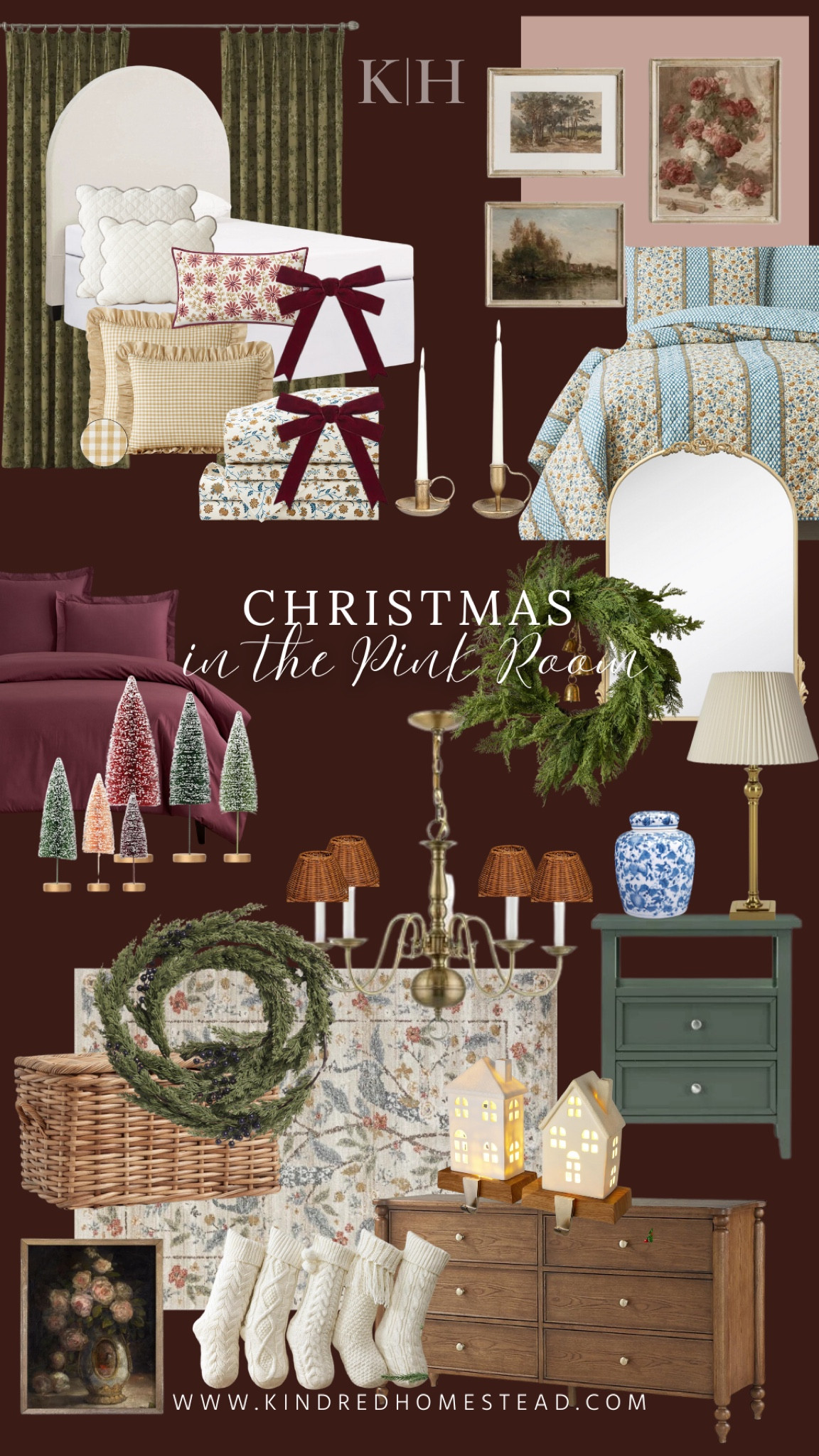 Christmas in the Pink room  featuring timeless favorites like classic furniture finds, textured and patterned bedding, seasonal favorites like garland, wreaths, ribbons and more for collected heritage inspired homes and home decor!

#LTKSeasonal #LTKHoliday #LTKHome