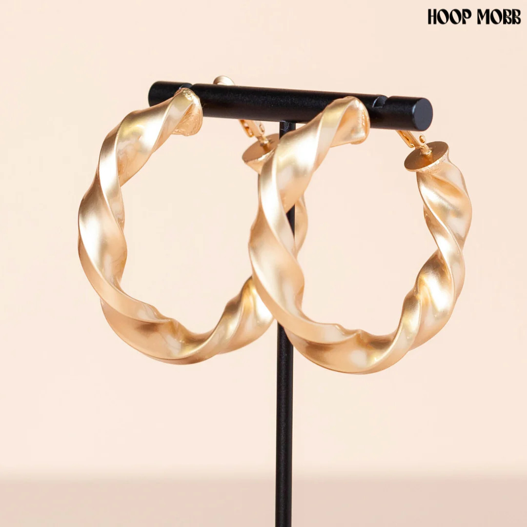 TWISTED GOLD DUST HOOPS | hoopmobb