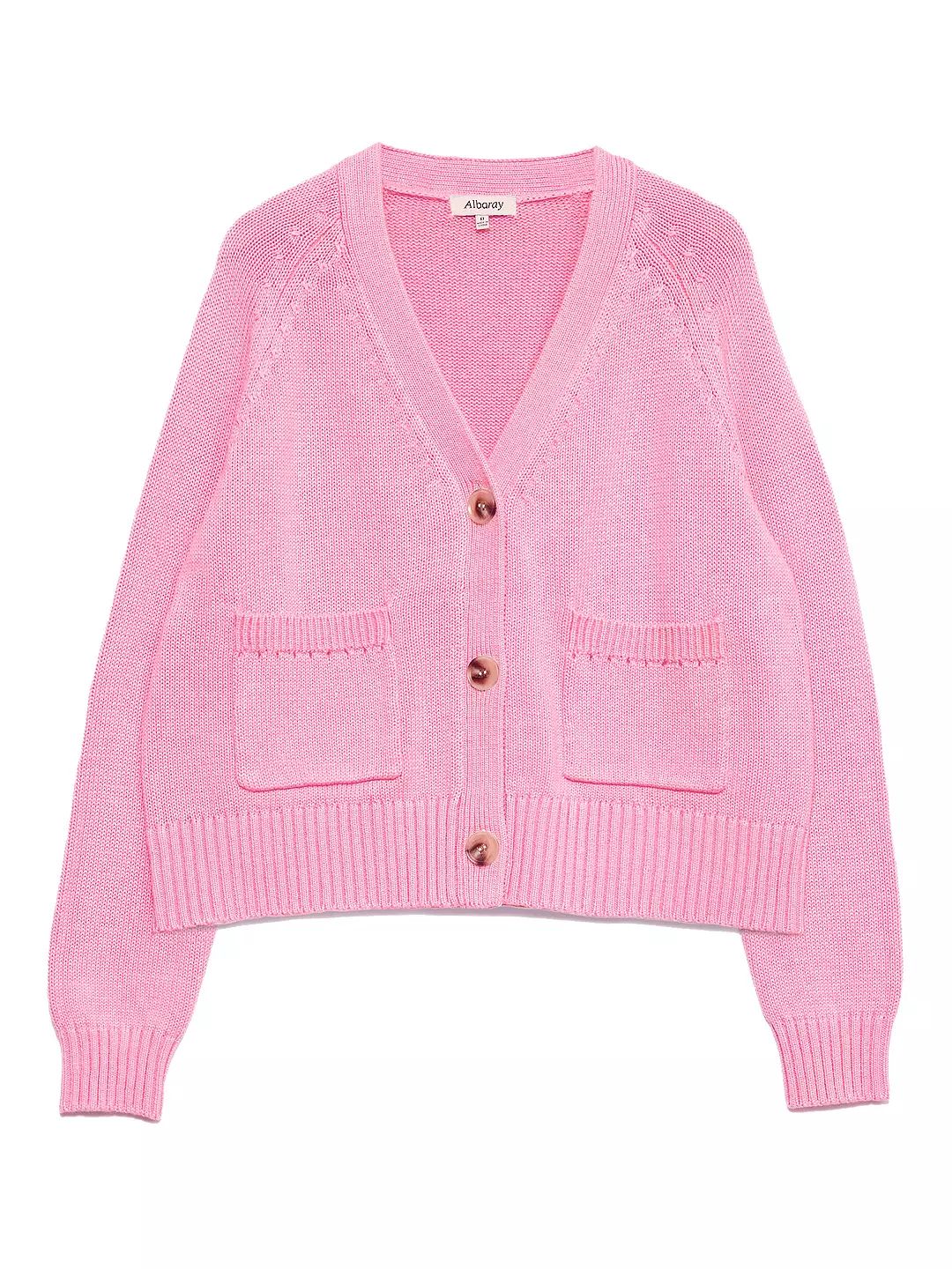 Albaray Relaxed Cotton Cardigan, Pink | John Lewis (UK)