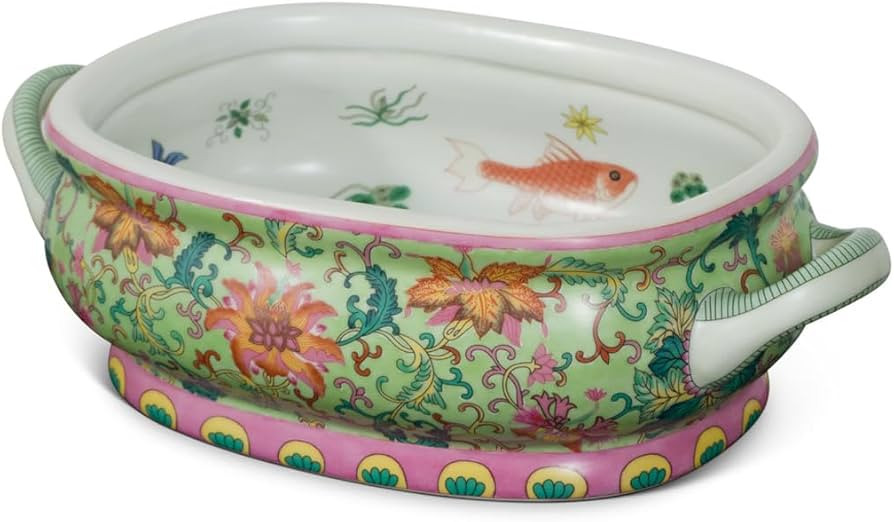 ChinaFurnitureOnline Famille Rose Style Ceramic Asian Footbath Planter | Amazon (US)