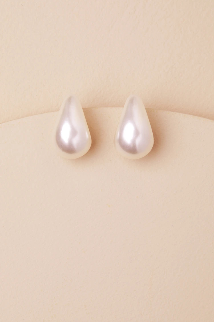 Dali White Teardrop Hoop Earrings | Lulus