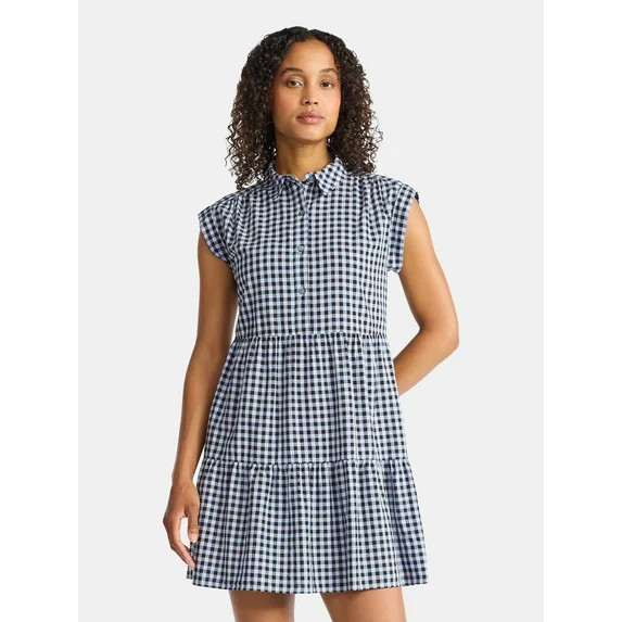 Time and Tru Women's Tiered Mini Shirtdress, Sizes XS-XXXL | Walmart (US)