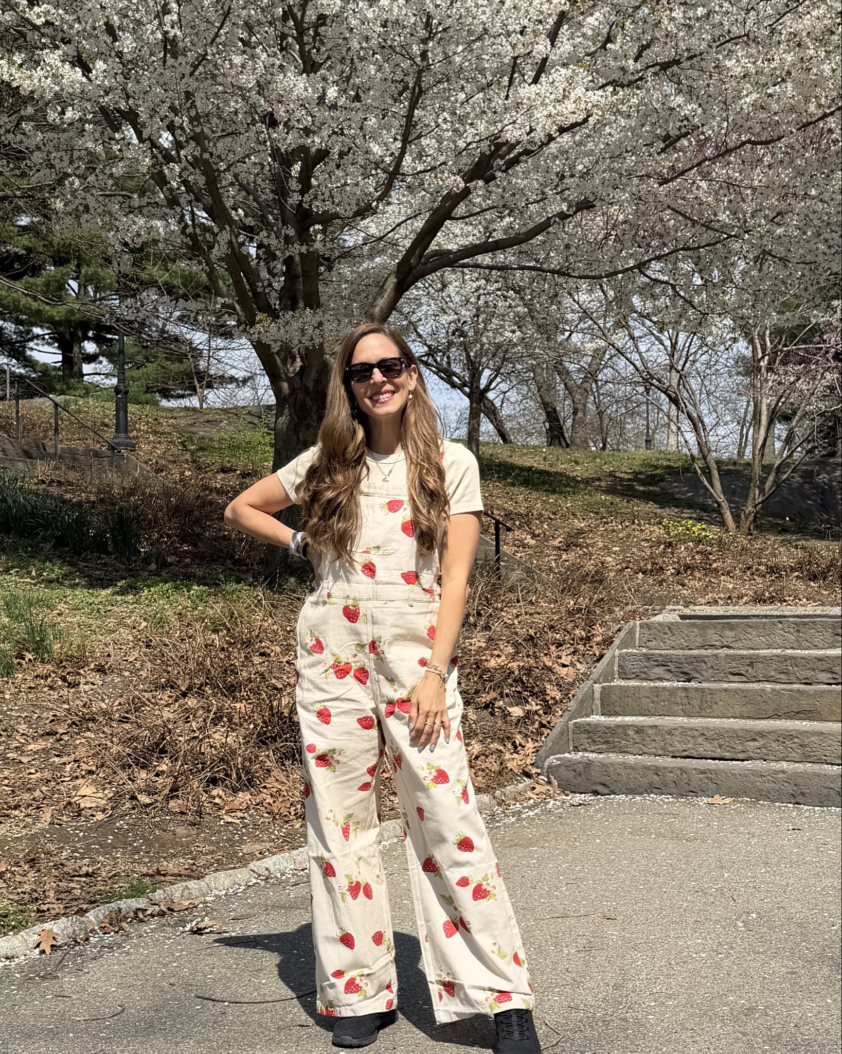 These cute strawberry red and white overalls are so perfect for spring! Worn recently in NYC checking out the cherry blossoms in Central Park 🍓🌸 the perfect mom outfit for a mom of two littles like myself and the overalls are soo affordable 

#LTKmomlife #LTKKids #LTKootd
