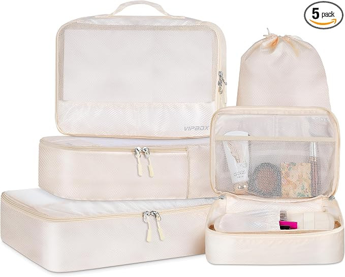 5 Set Packing Cubes Travel for Luggage Durable Suitcases Organizer Bags Lightweight Airplane Trav... | Amazon (US)