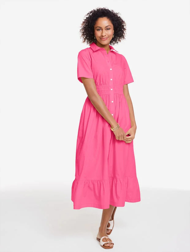 Poplin Flounce Shirtdress | Talbots