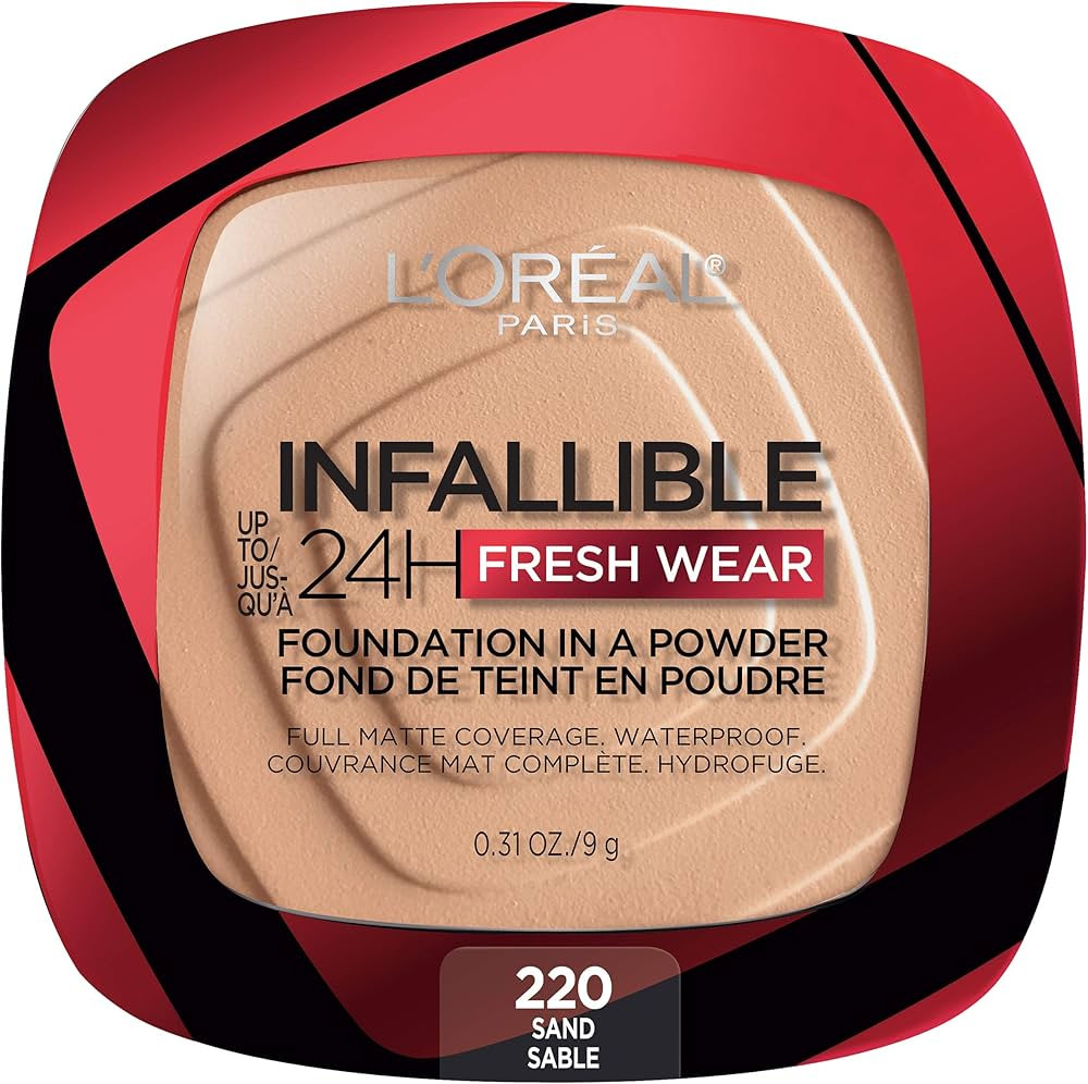 L'Oreal Paris Makeup Infallible Fresh Wear Foundation in a Powder, Up to 24H Wear, Sand, 0.31 oz. | Amazon (US)